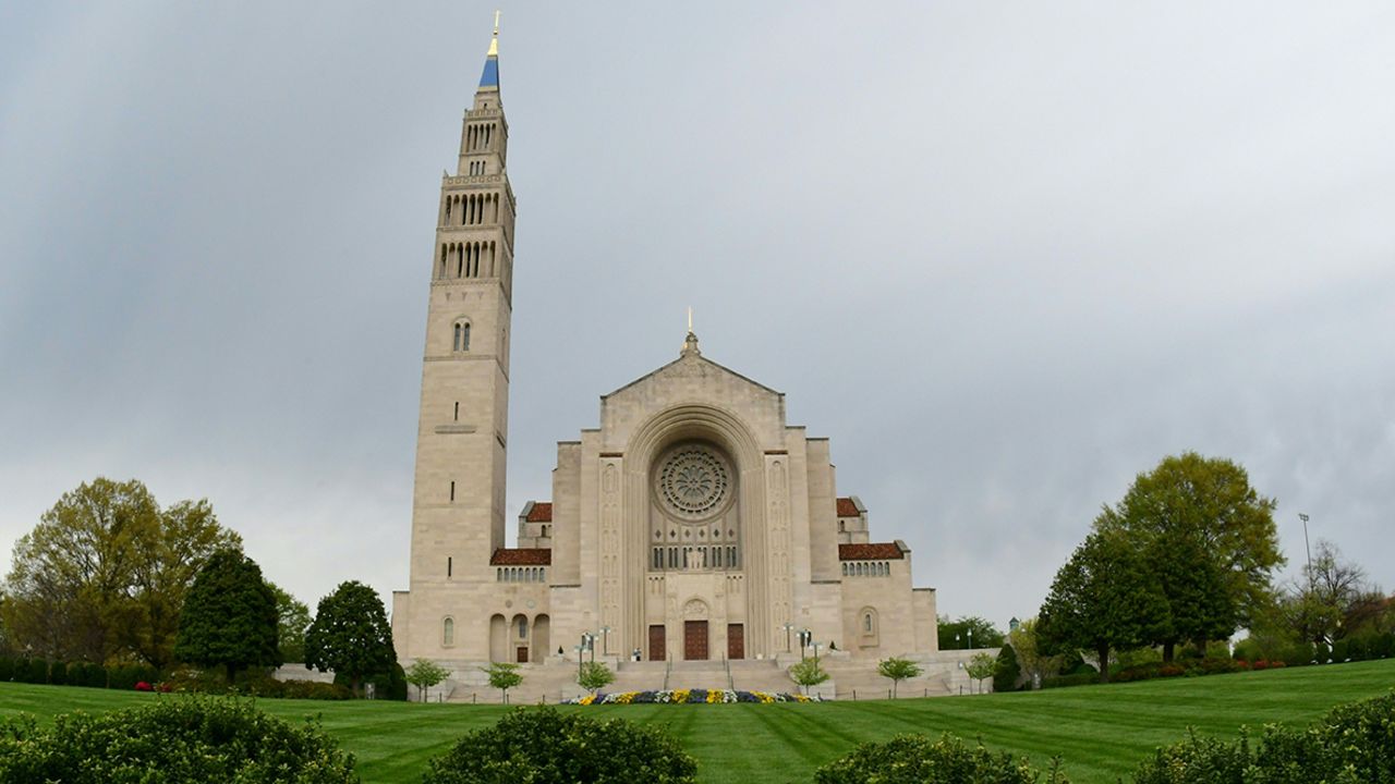 In this April 12 photo, the Basilica of the National Shrine of the Immaculate Conception stands empty in Washington, DC.