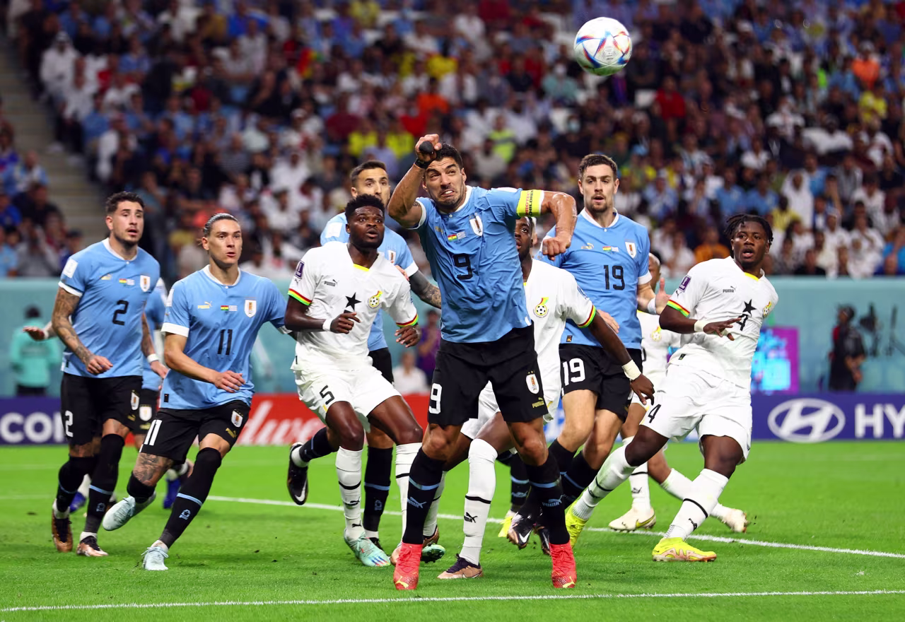 Uruguay's Luis Suarez, center, in action on Friday.
