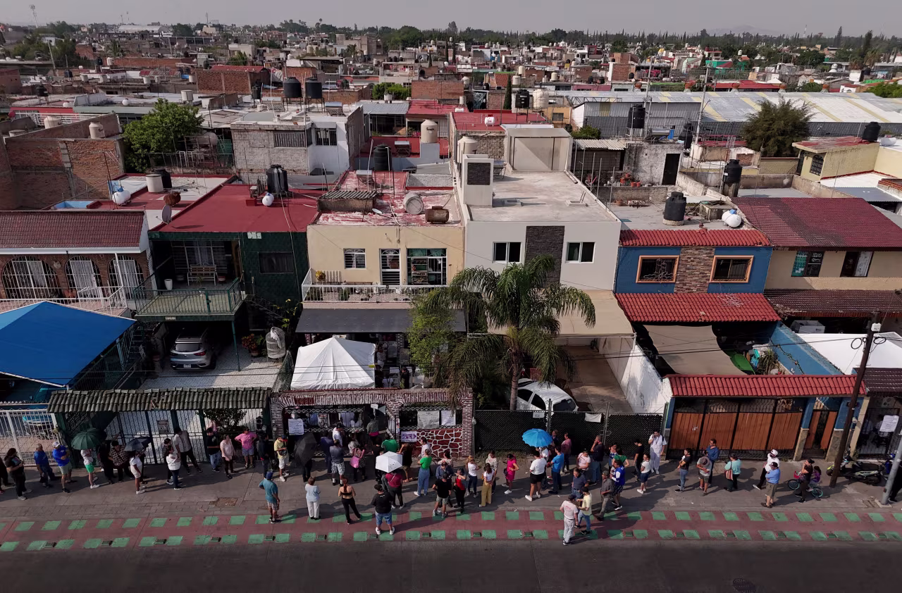 People lining up to vote at a polling station in Guadalajara, Jalisco state, Mexico, on Sunday. 