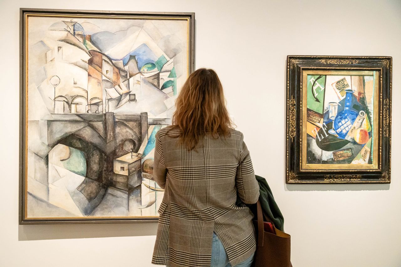 ?A woman looks at one of the works in the exhibition 'In the Eye of the Storm', at the Museo Nacional Thyssen-Bornemisza, on November 28, in Madrid, Spain.