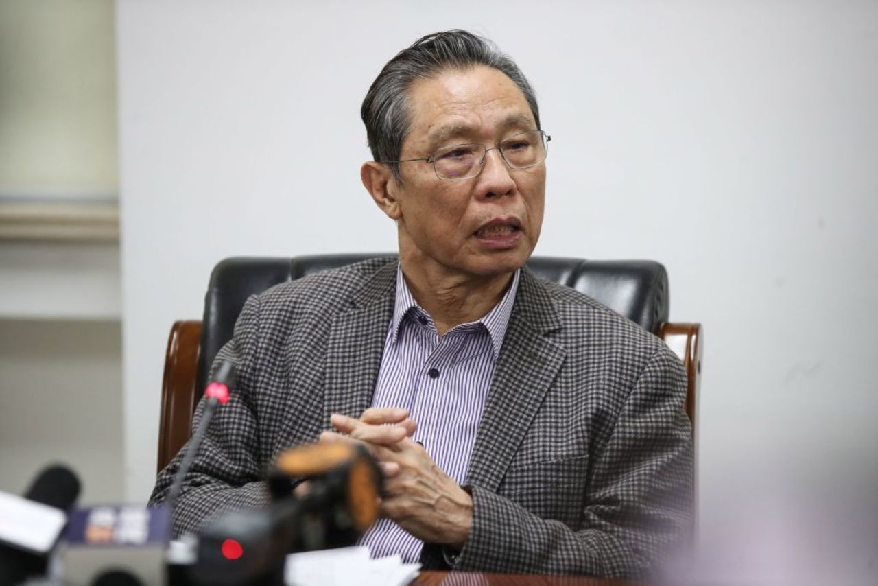 Zhong Nanshan speaks at a news conference in Beijing on January 20.