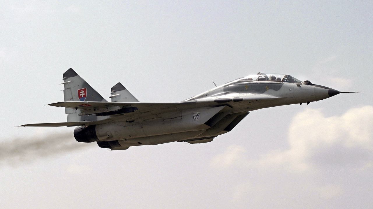 A MiG-29 supersonic fighter of Slovak army on April 14, 2005, in Sliac, Slovakia.