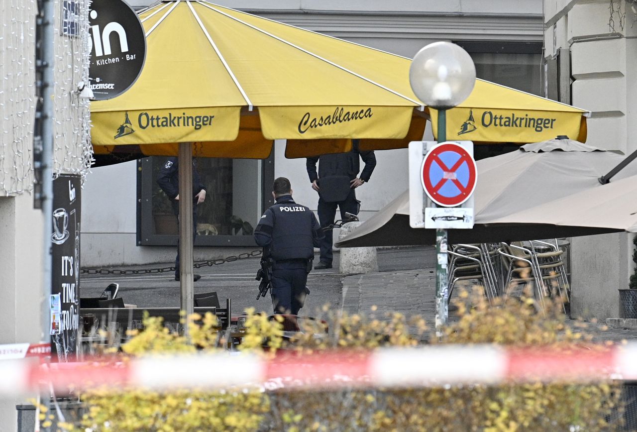 Police patrol near Schwedenplatz square in the center of Vienna on November 3, one day after three people were killed. 