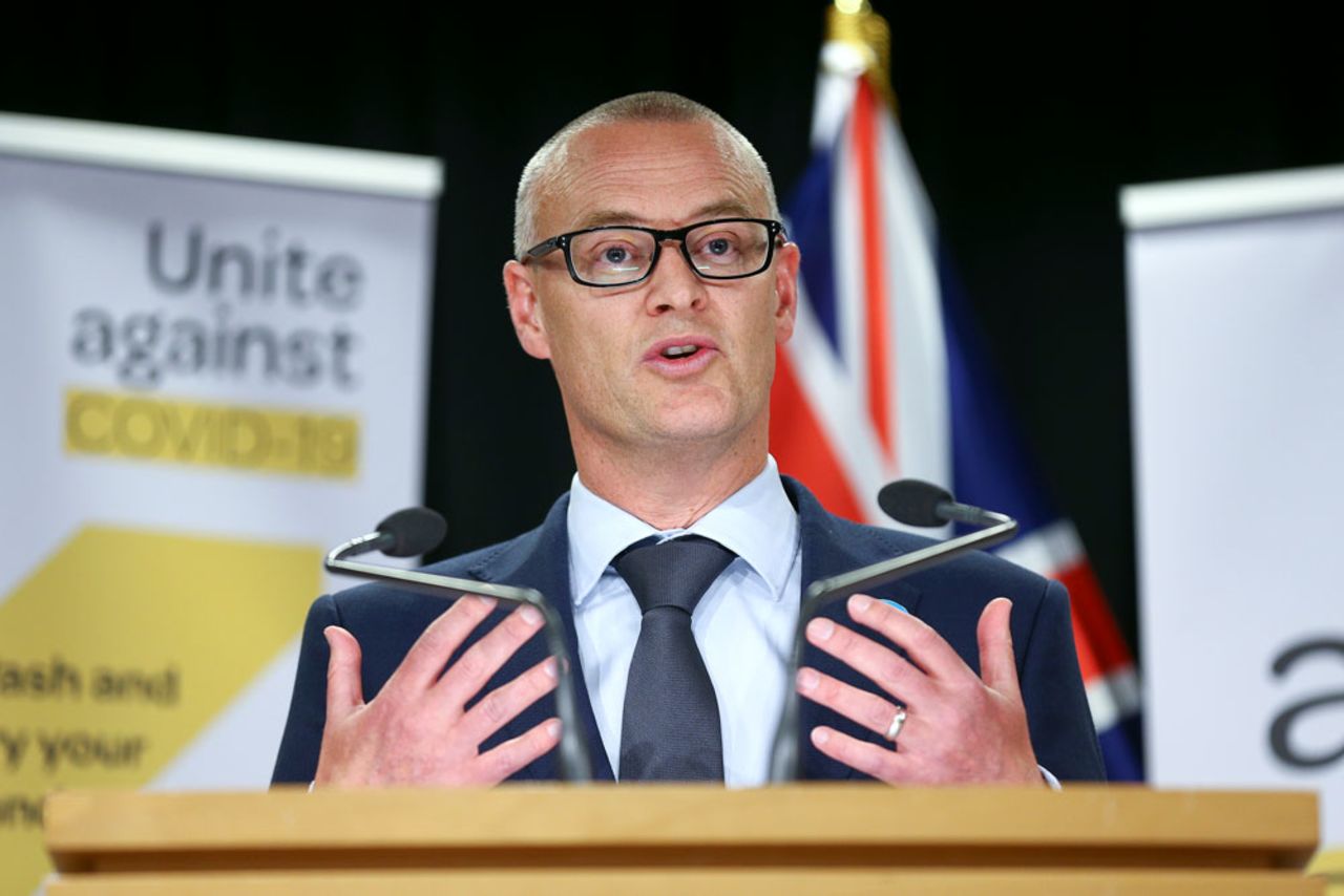 New Zealand Health minister David Clark speaks to media during a news conference on March 19 in Wellington, New Zealand. 