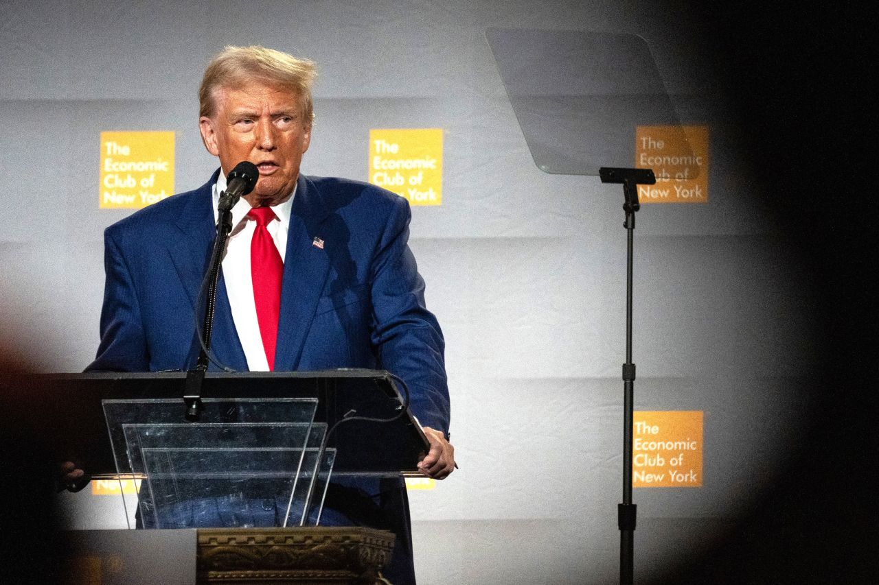 Former President Donald Trump speaks at the Economic Club of New York on September 5. 