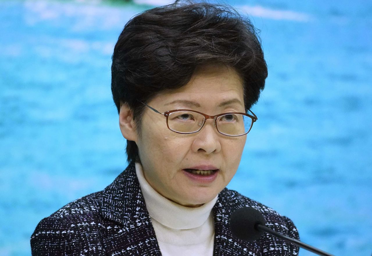 Hong Kong Chief Executive Carrie Lam speaks during a press conference in Hong Kong on Wednesday.