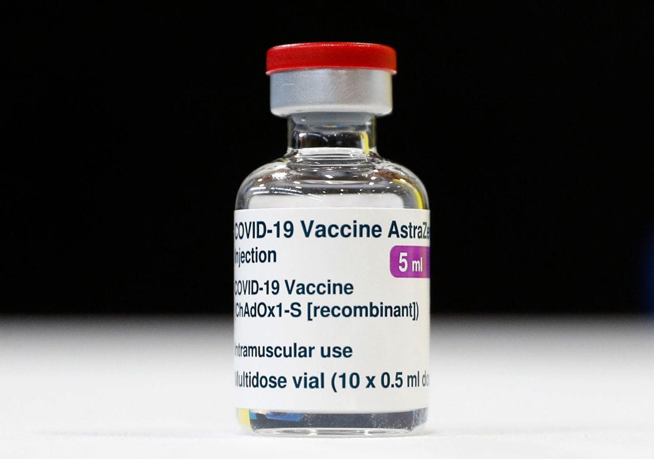 An Oxford/AstraZeneca Covid-19 vaccine vial in Boston, England, on January 18.