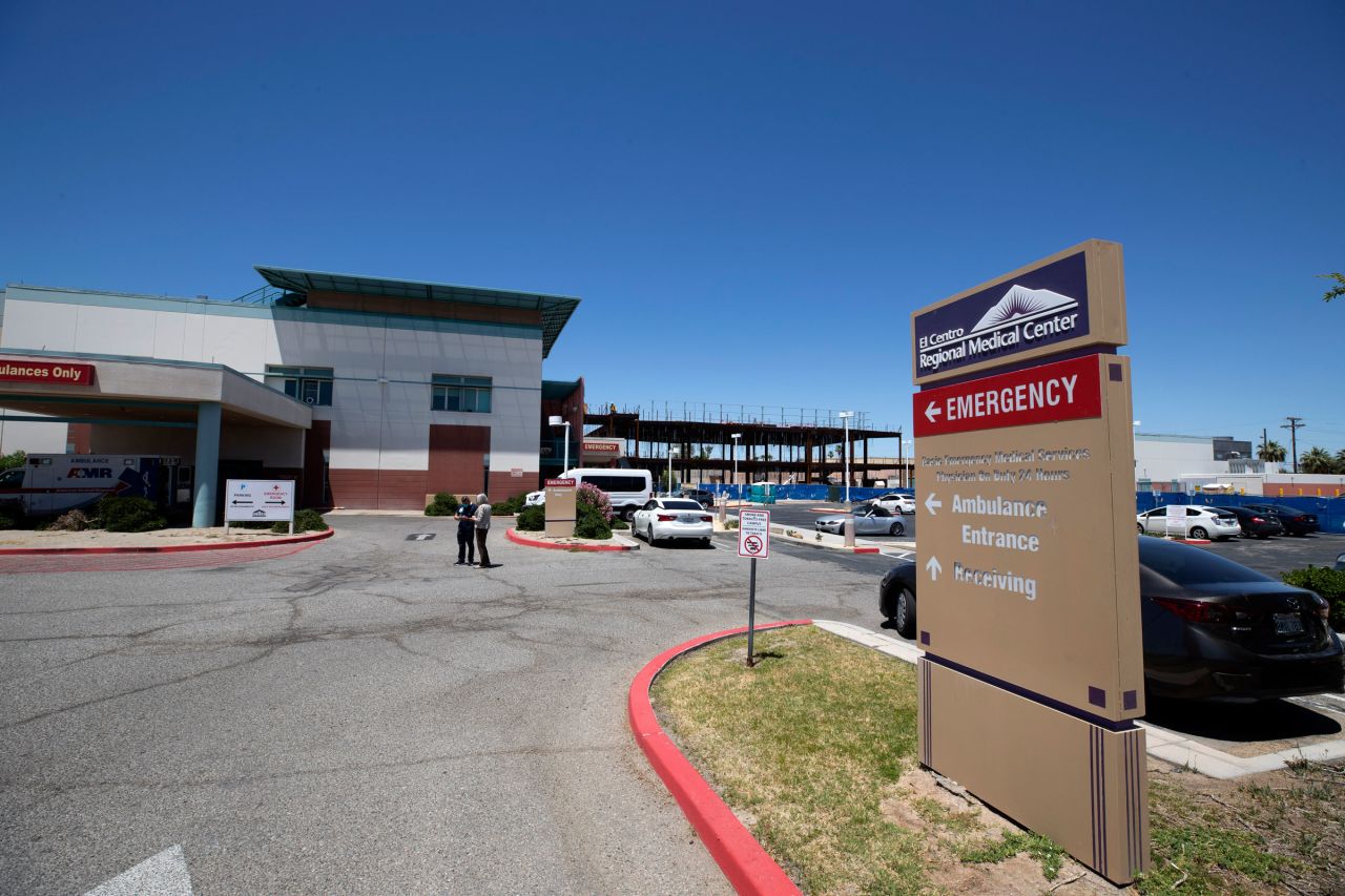 The El Centro Regional Medical Center is seen in El Centro, California -- the county seat of Imperial County -- on May 20.