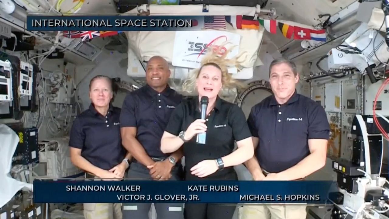 In this screengrab, Shannon Walker, Victor J. Glover Jr., Kate Rubins, and Michael S. Hopkins speak during the Celebrating America Primetime Special on January 20.