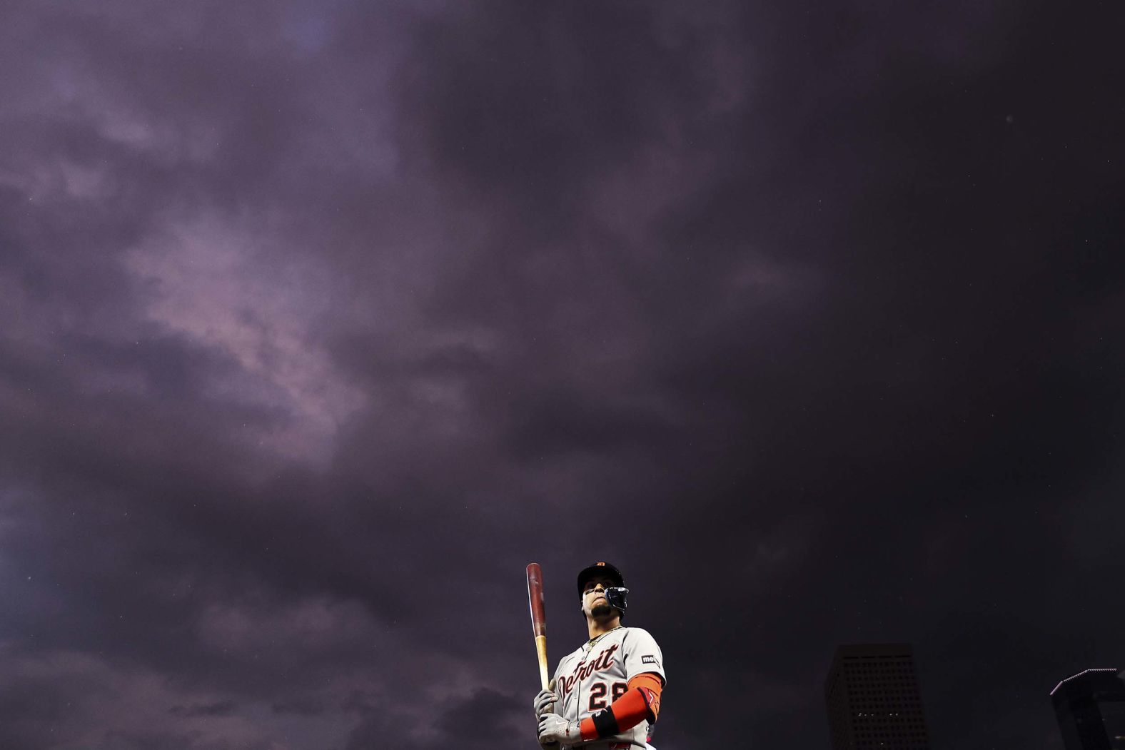 Javier Báez of the Detroit Tigers prepares to bat in a game against the Minnesota Twins on Friday, August 15, in Minneapolis. The Tigers won 7-0.