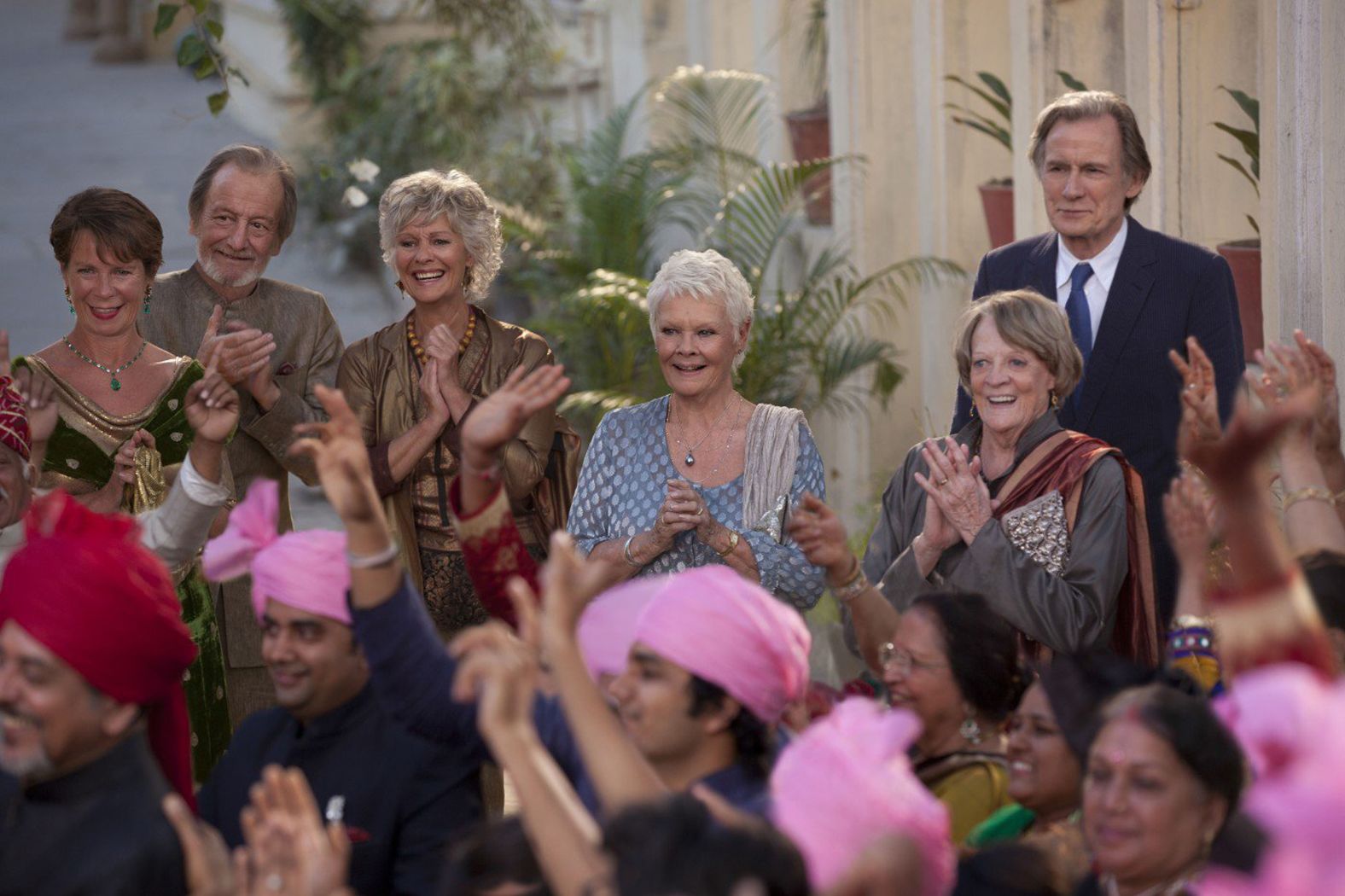 Smith appears in "The Second Best Exotic Marigold Hotel" with Celia Imrie, Ronald Pickup, Diana Hardcastle, Judi Dench and Bill Nighy in 2015.