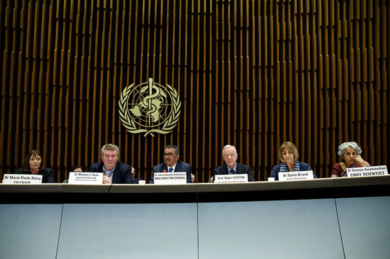 Tedros Adhanom Ghebreyesus faces the media at the World Health Organization headquarters in Geneva, Switzerland on February 12, 2020.