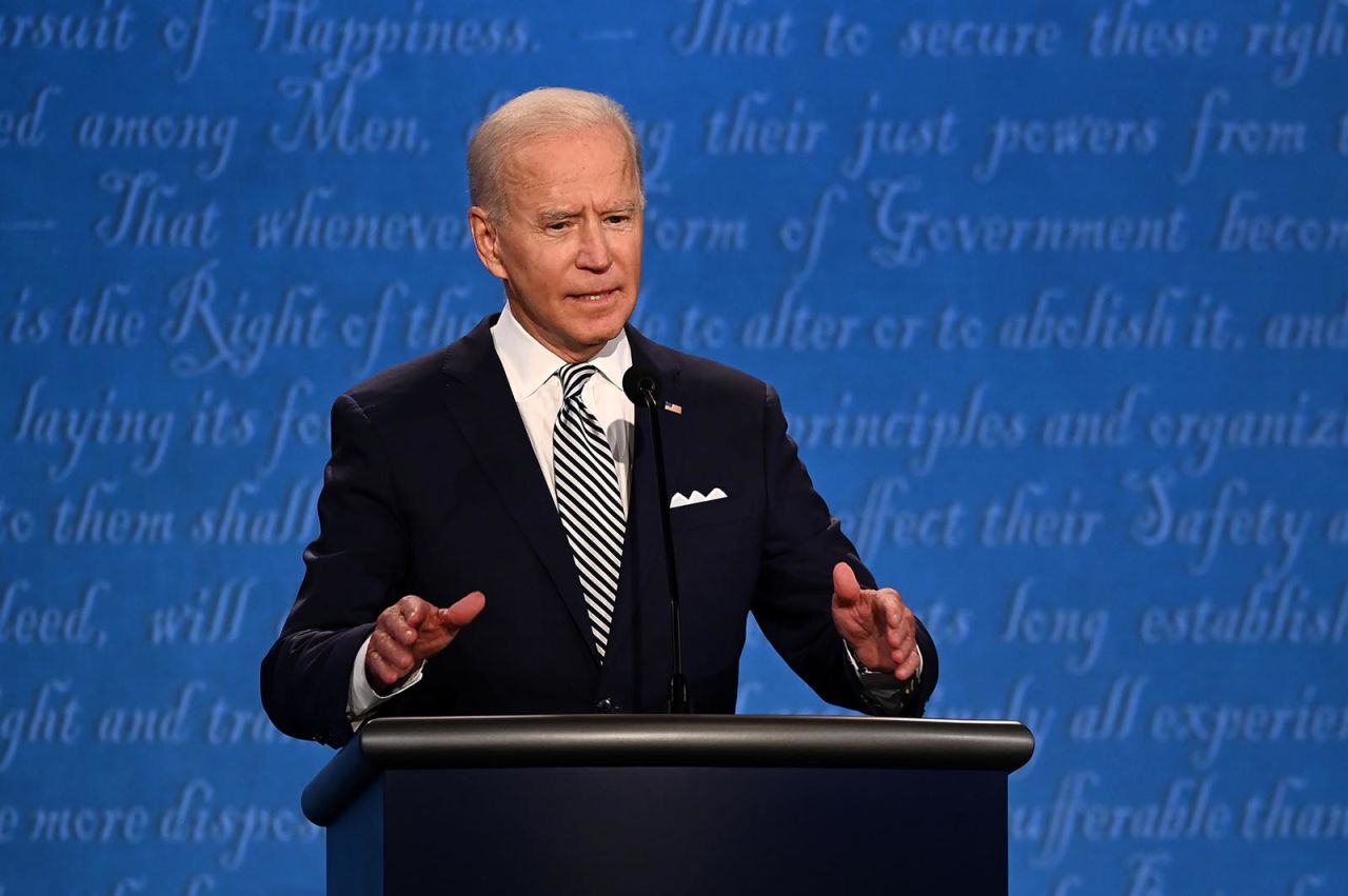 Democratic Presidential nominee Joe Biden speaks during the first presidential debate at the Case Western Reserve University and Cleveland Clinic in Cleveland, Ohio on September 29. 