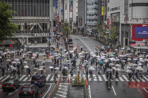 Pedestrians are seen at Shibuya crossing in Tokyo, Japan, on April 29.
