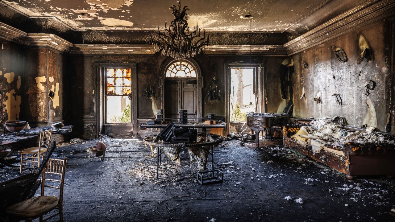 This photo released by the Commonwealth of Pennsylvania shows damage to the Pennsylvania Governor's Residence in Harrisburg, Pennsylvania, after a fire Sunday, April 13, 2025.