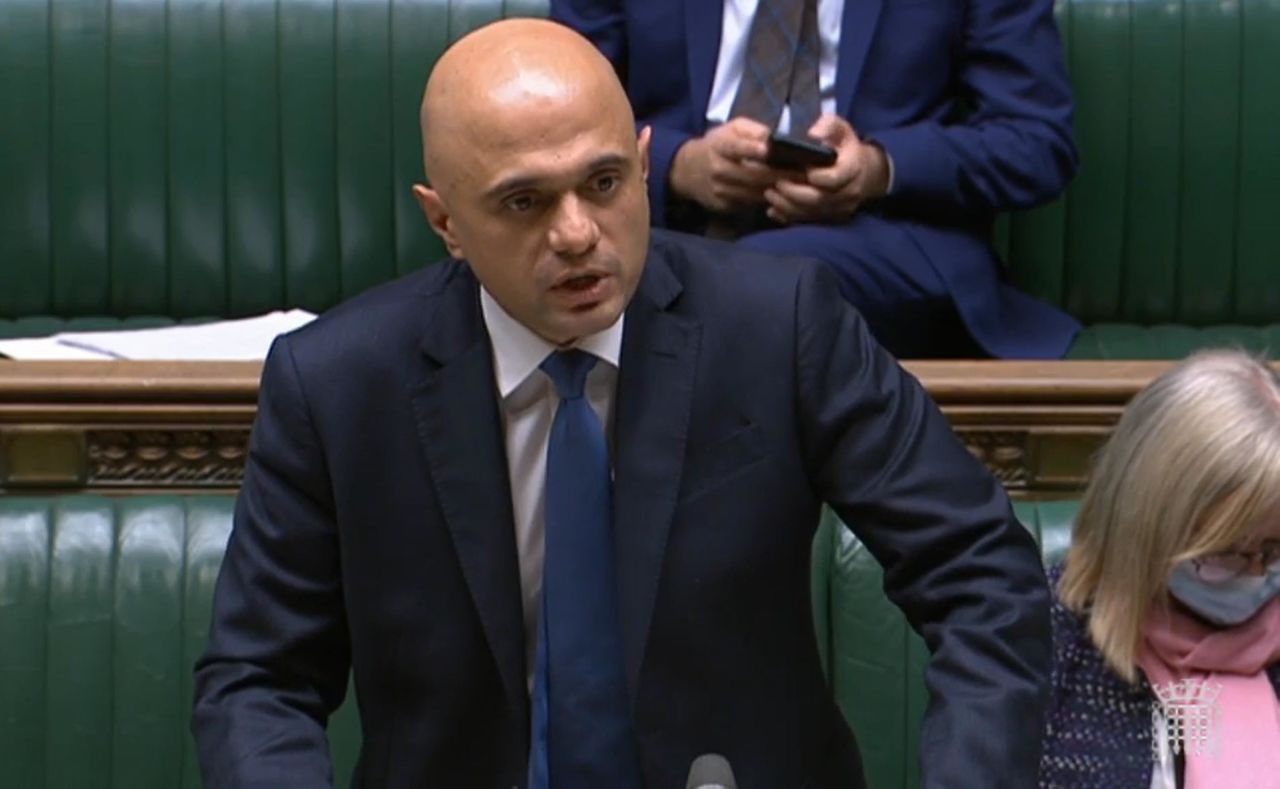 Health Secretary Sajid Javid updating MPs on the UK government's coronavirus plans on Monday December 6.