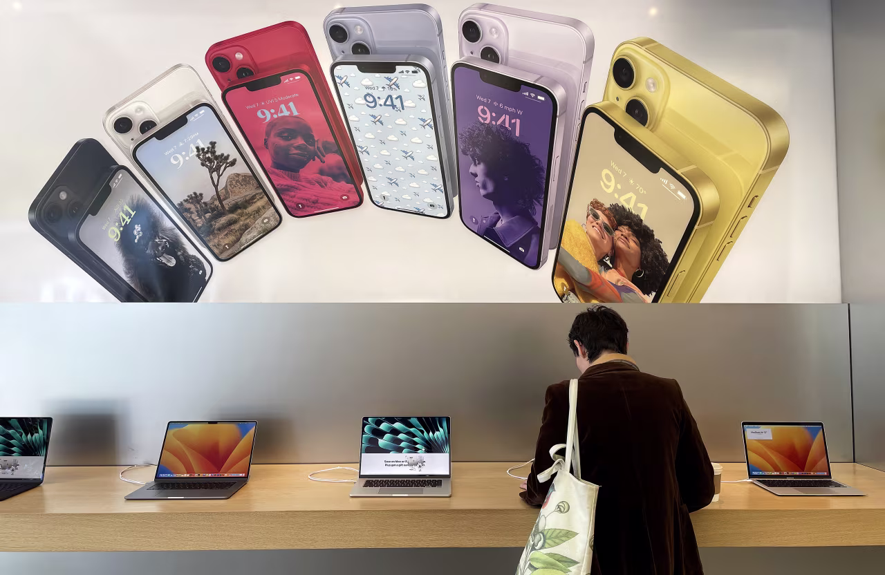 A customer looks at products at an Apple store in Berkeley, California, on August 4.