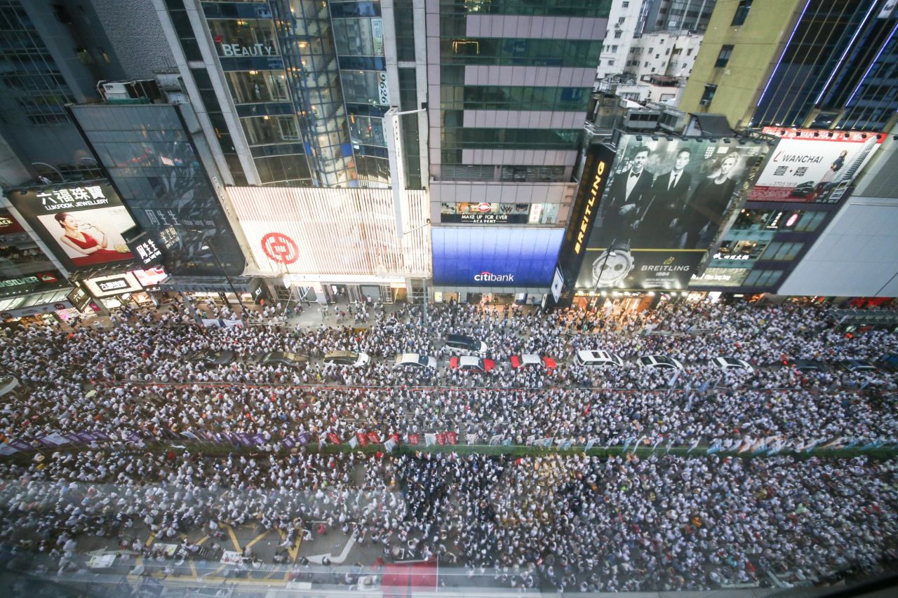 The protest was mostly peaceful during the day, but it turned violent overnight, with police trying to clear protesters with batons.