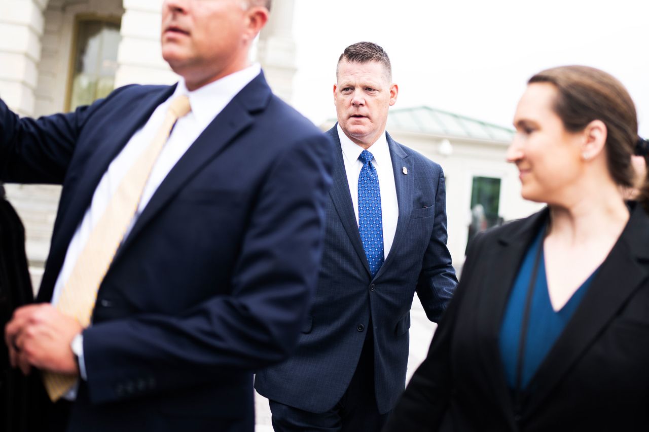 Ronald Rowe leaves the US Capitol after a briefing with senators on Thursday, July 25.