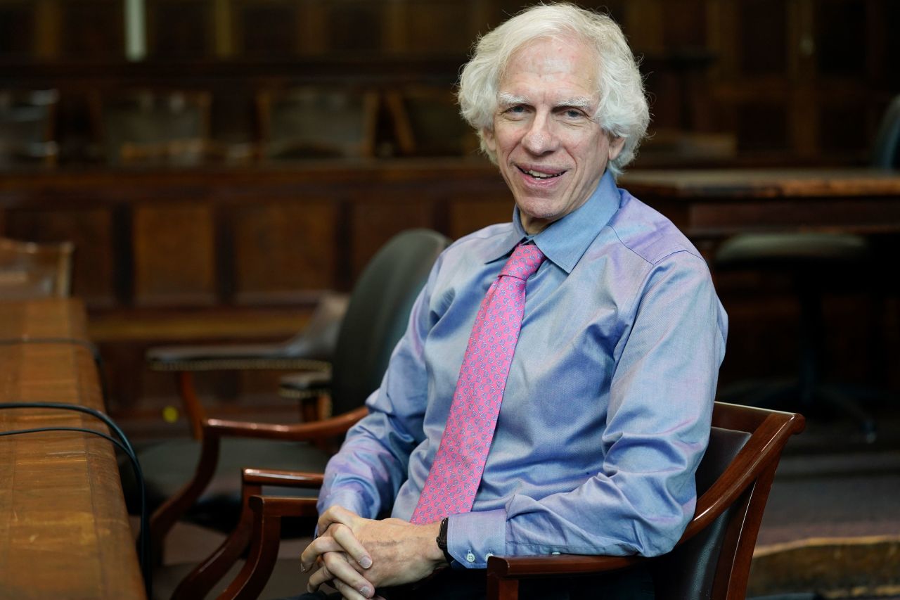 Judge Arthur Engoron poses for a picture in his courtroom in New York on September 28.