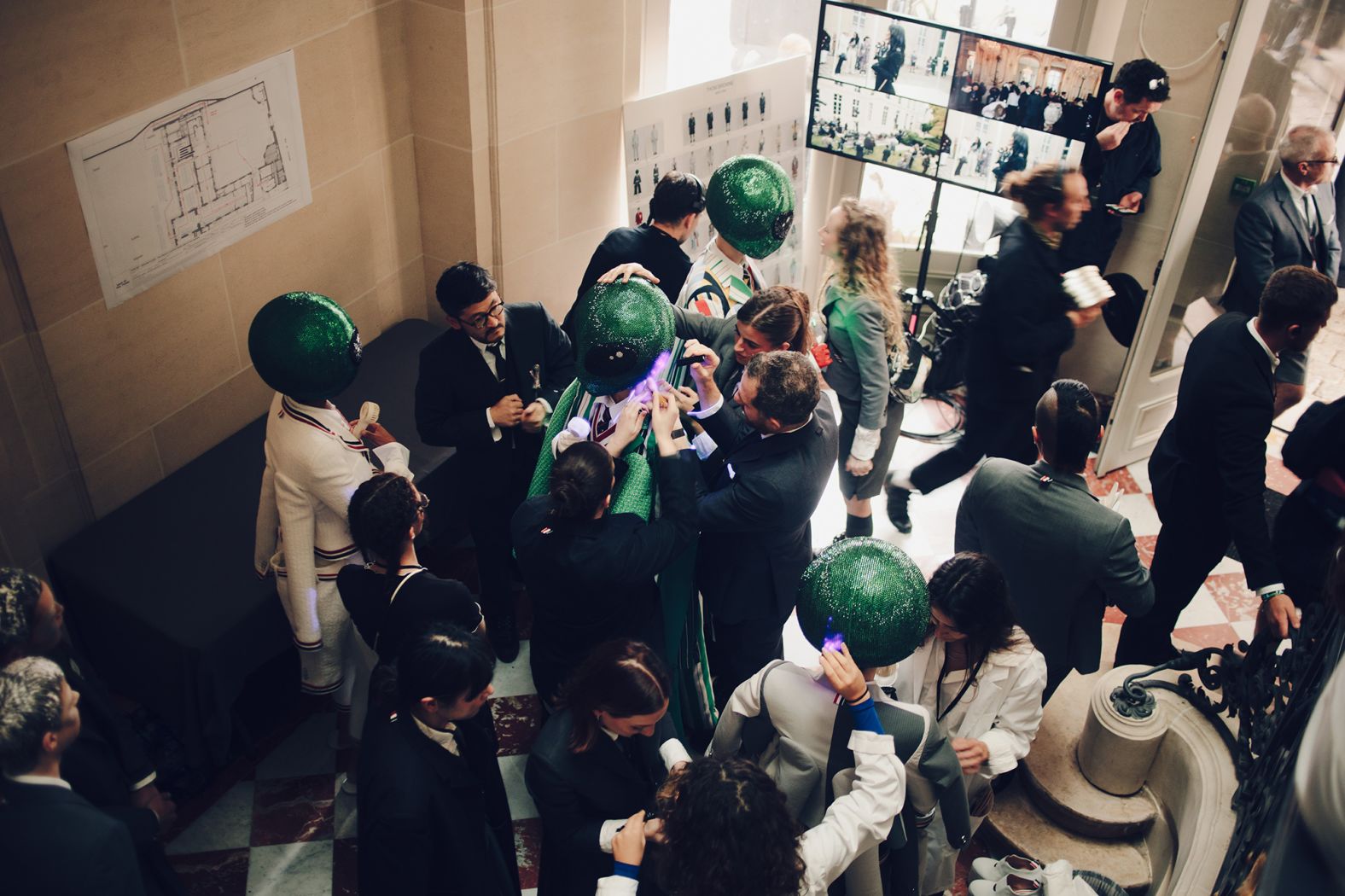 Backstage at Thom Browne.