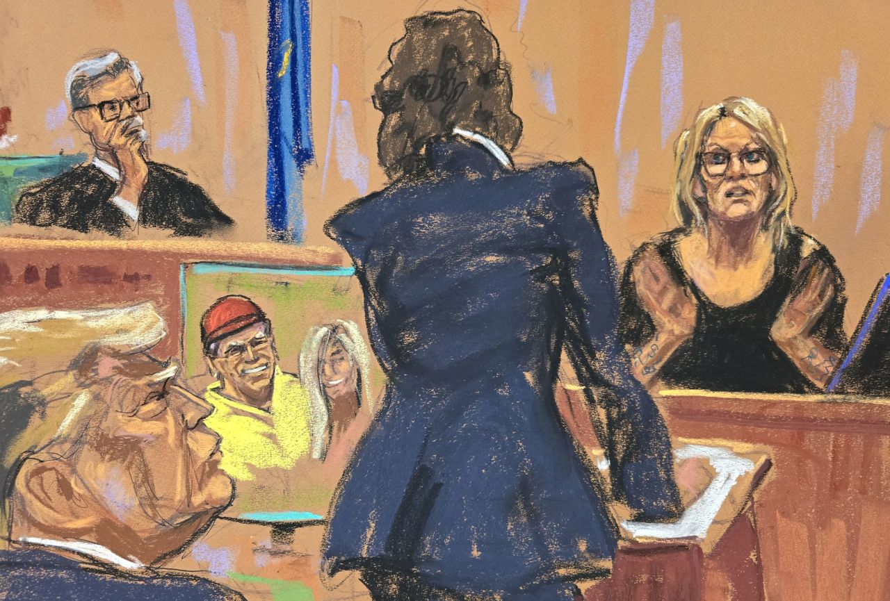 Stormy Daniels is questioned during Donald Trump's hush money trial on Tuesday.