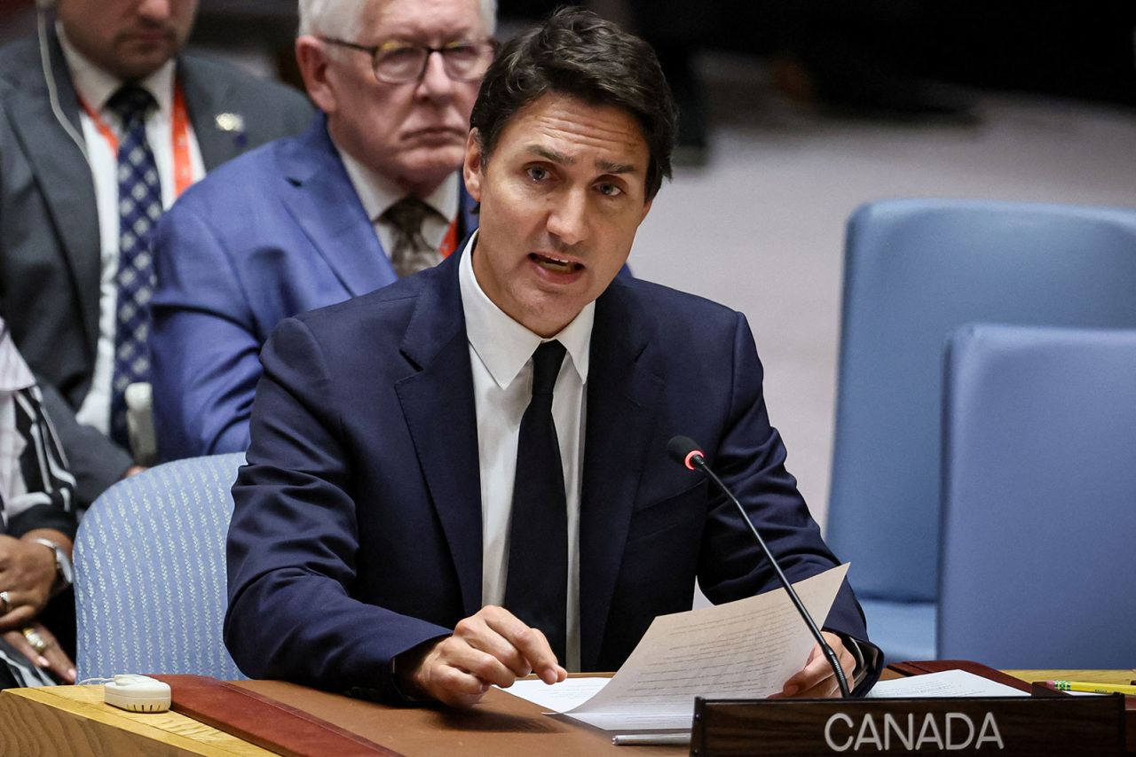 Canadian Prime Minister Justin Trudeau addresses the UN Security Council in New York, on Wednesday, September 20. 