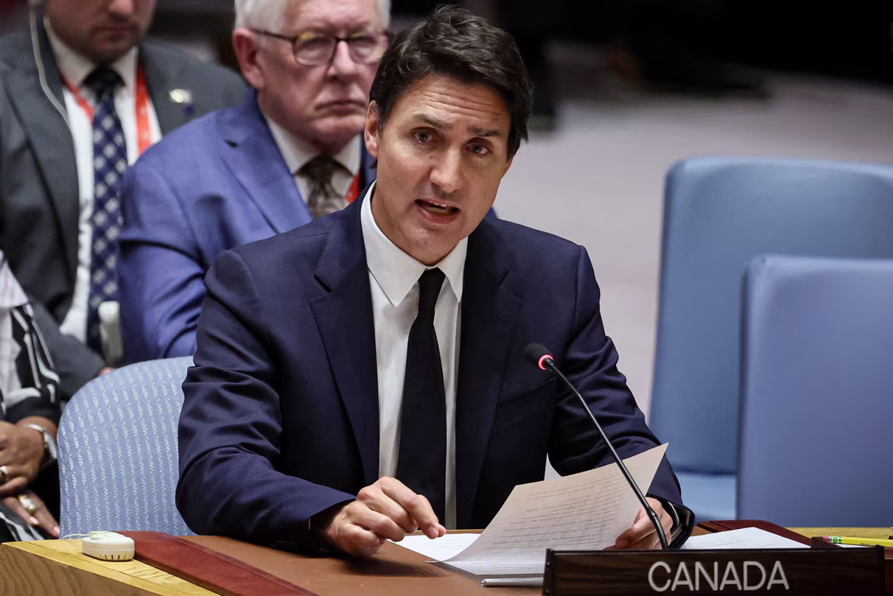 Canadian Prime Minister Justin Trudeau addresses the UN Security Council in New York, on Wednesday, September 20. 