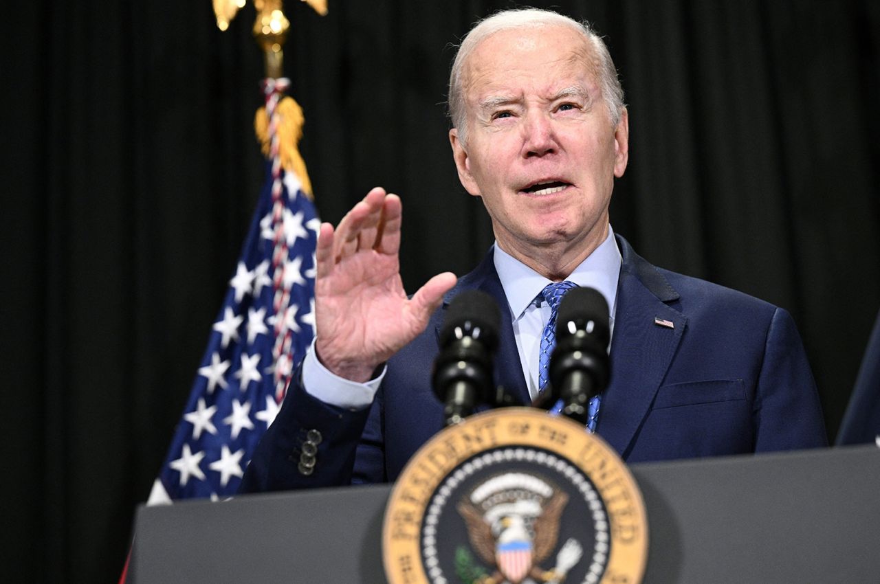 US President Joe Biden delivers remarks on the release of hostages from Gaza, on November 26, in Nantucket, Massachusetts. 