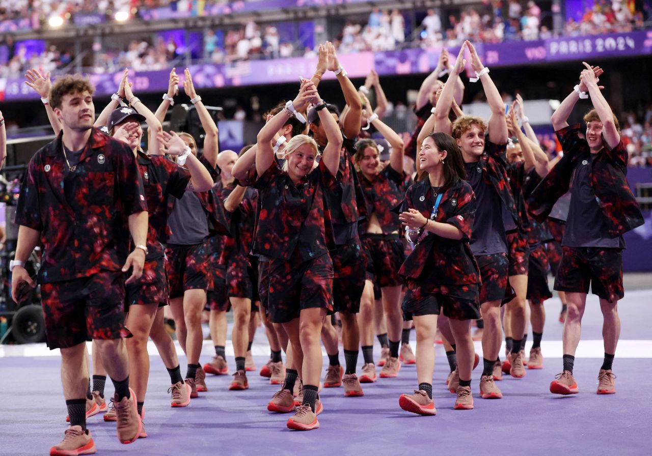 Athletes from Canada enter the stadium. 