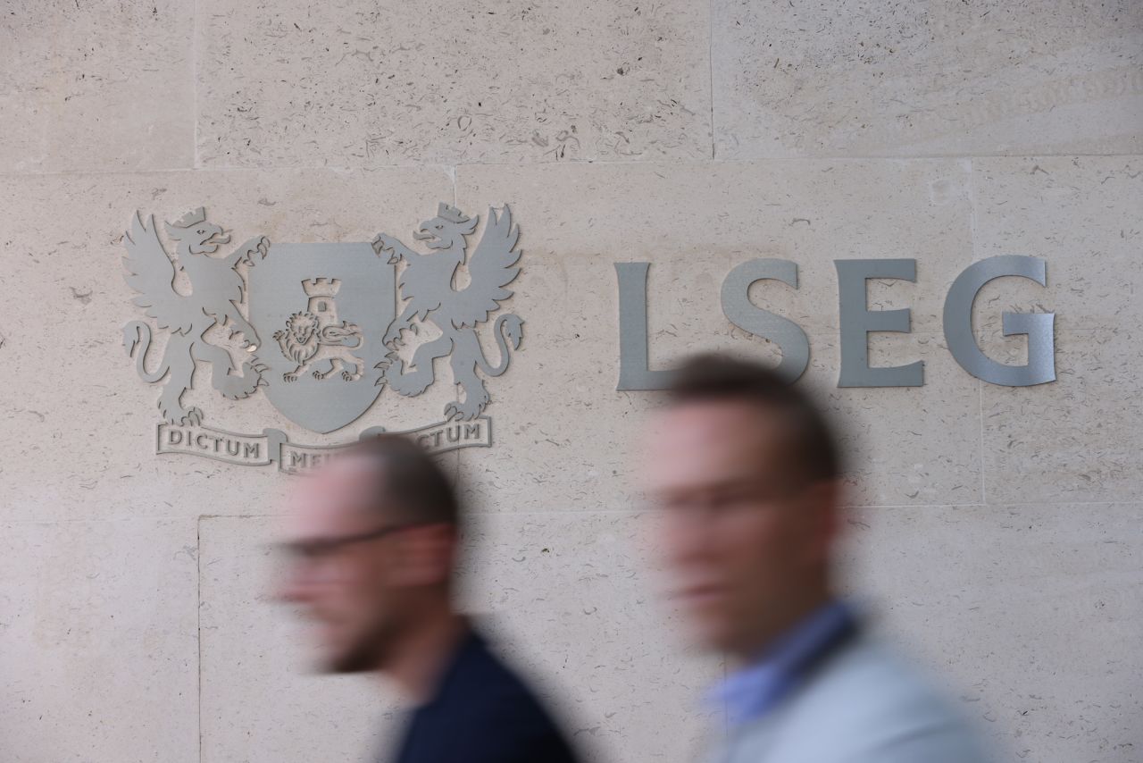 The London Stock Exchange Group logo outside their offices on Tuesday.