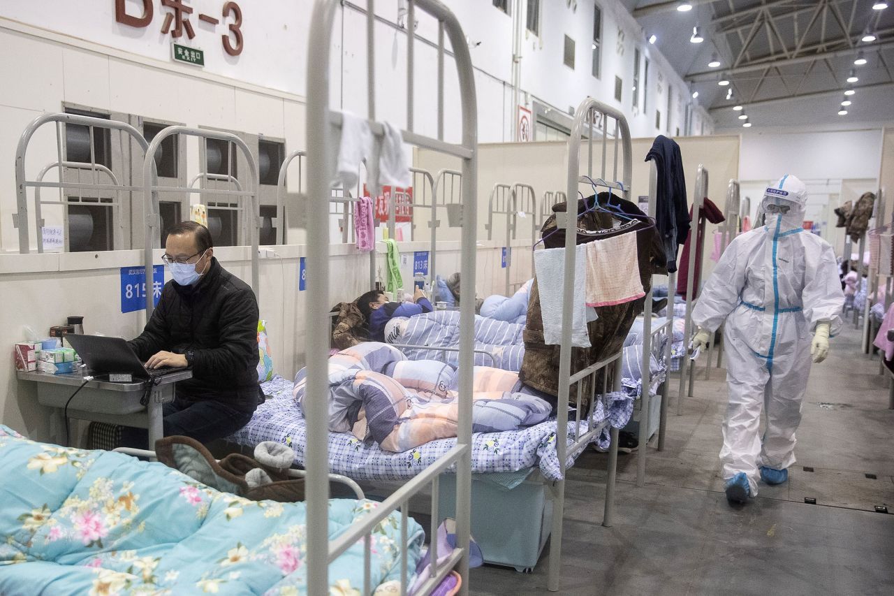 The scene inside an exhibition centre converted into a hospital in Wuhan, China, on February 17.