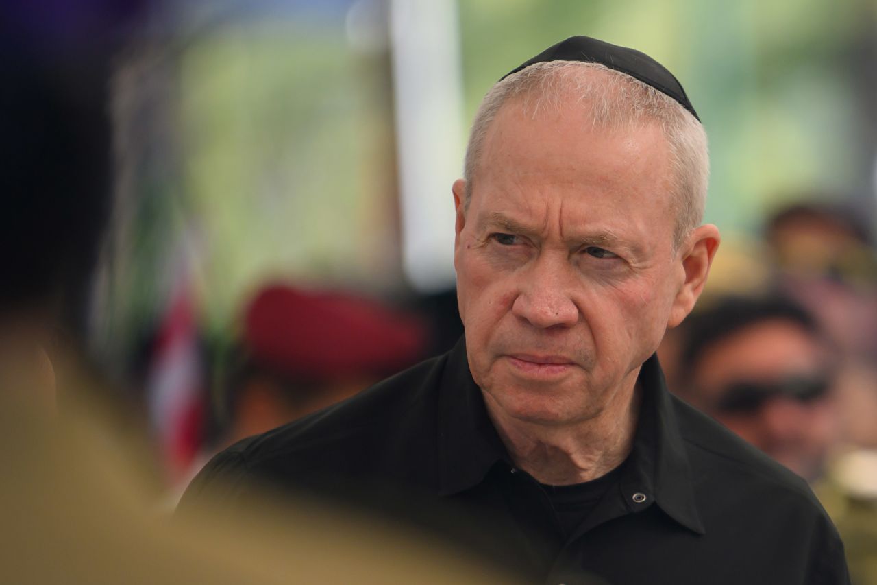 Israel's Minister of Defense Yoav Gallant attends a funeral in December in Tel Aviv.