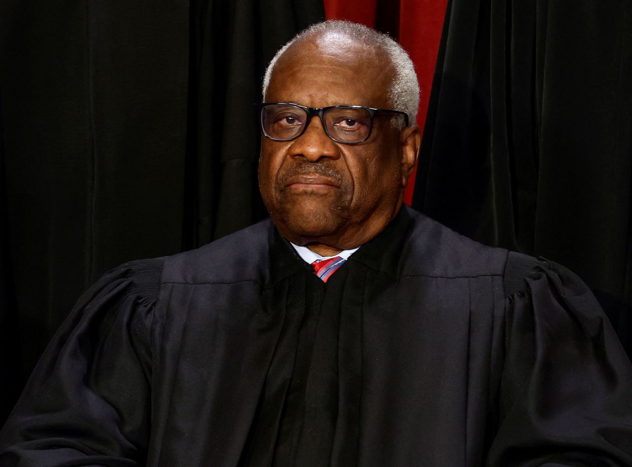 Justice Clarence Thomas poses during a group portrait in Washington, DC, in 2022.