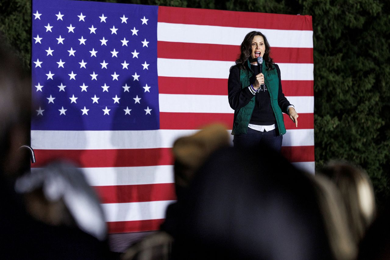 Gretchen?Whitmer?speaks during a rally in East Lansing, Michigan on November 7. 