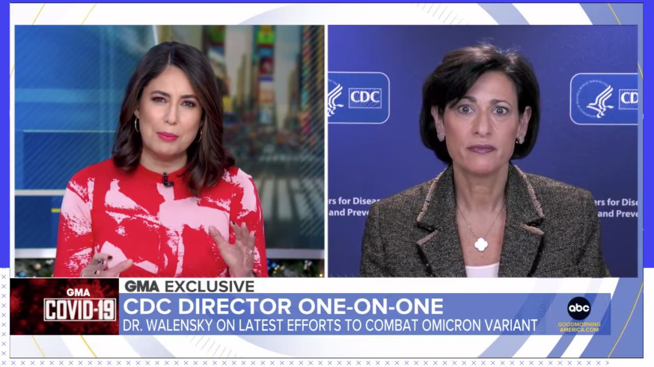Dr Rochelle Walensky speaks to ABC’s Good Morning America Friday on 3rd December 2021