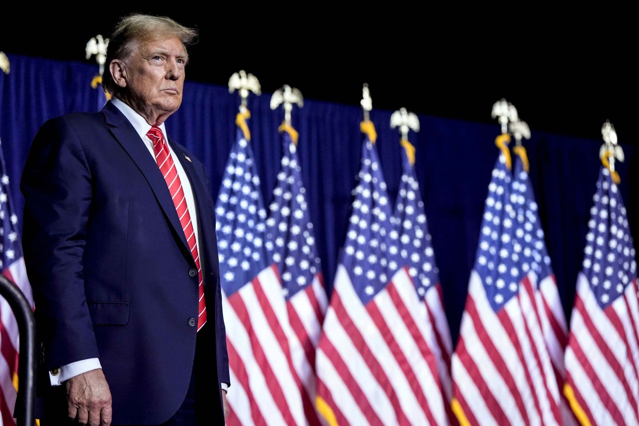 Former President Donald Trump holds a campaign rally in Rome, Georgia, on March 9.