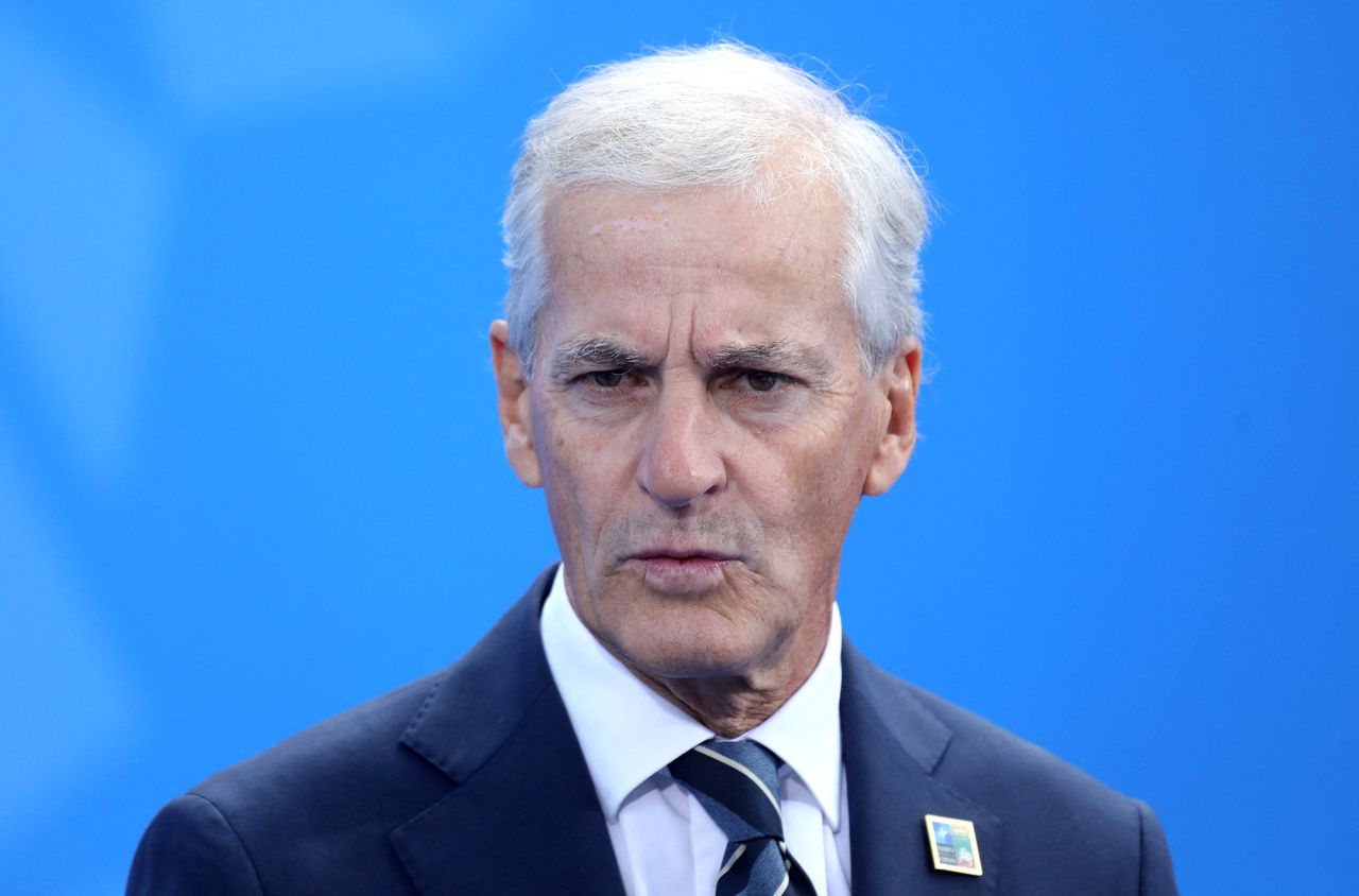 Norway's Prime Minister Jonas Gahr Store speaks prior to the official opening of the NATO Summit in Vilnius, Lithuania, on July 11.