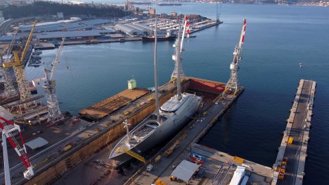 Andrey Melnichenko's mega yacht is seized by Italian finance police in Trieste, Italy on March 12. 