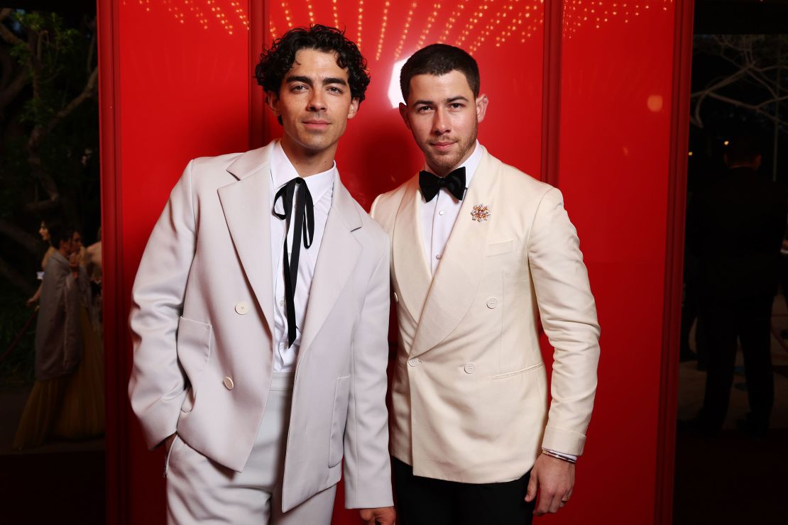 Joe Jonas and Nick Jonas attend the amfAR Cannes Gala on May 23.