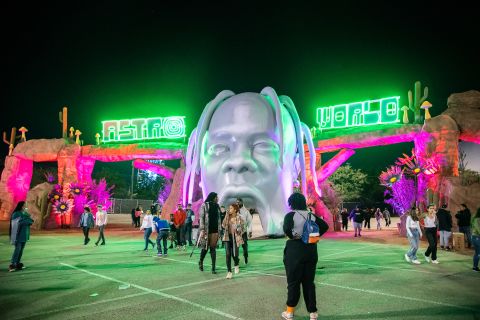 Festival goers are seen exiting NRG Park on day one of the Astroworld Music Festival on Friday, November 5, in Houston. 