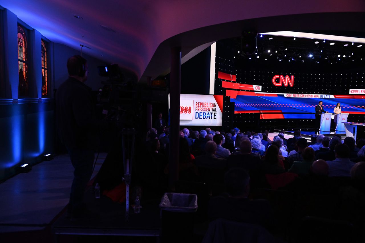 The debate is taking place at Drake University in Des Moines, Iowa.