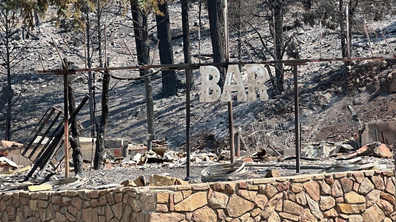 Alto Ski Shop Bar is seen after the wildfires passed through on Wednesday. 