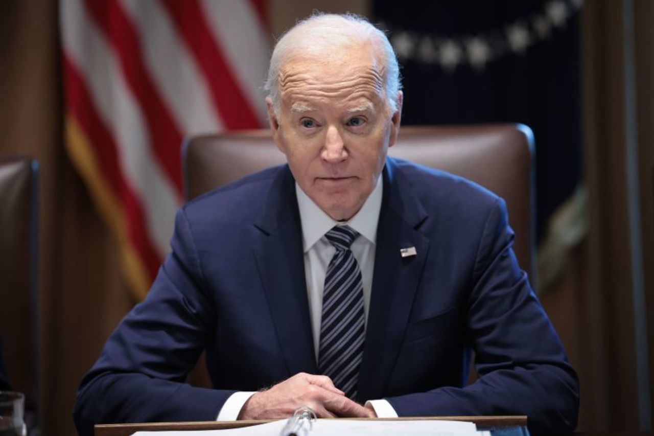 President Joe Biden delivers remarks while meeting with the Joint Chiefs and Combatant Commanders in the Cabinet Room of the White House in Washington, DC, on May 15. 