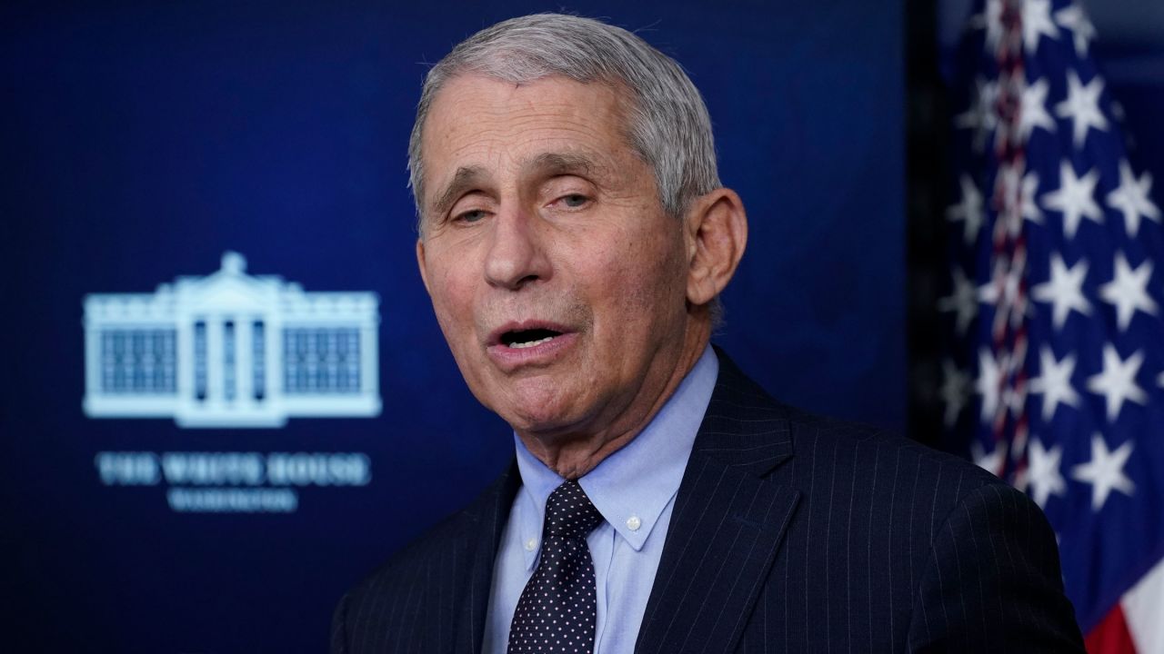 Dr. Anthony Fauci speaks with reporters last week in the White House Briefing Room.