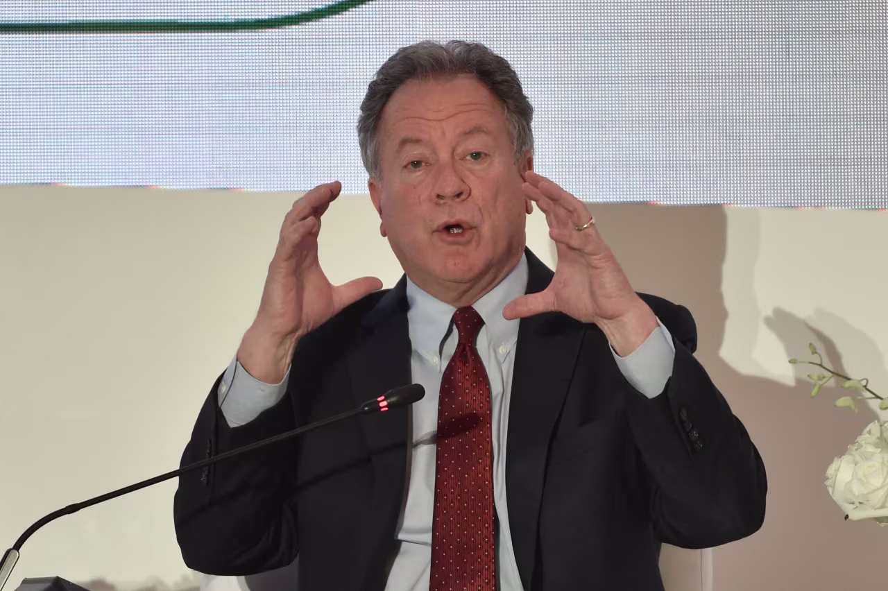 Executive Director of the World Food Programme David Beasley takes part in a panel discussion during the Riyadh International Humanitarian Forum in Saudi Arabia on March 1.