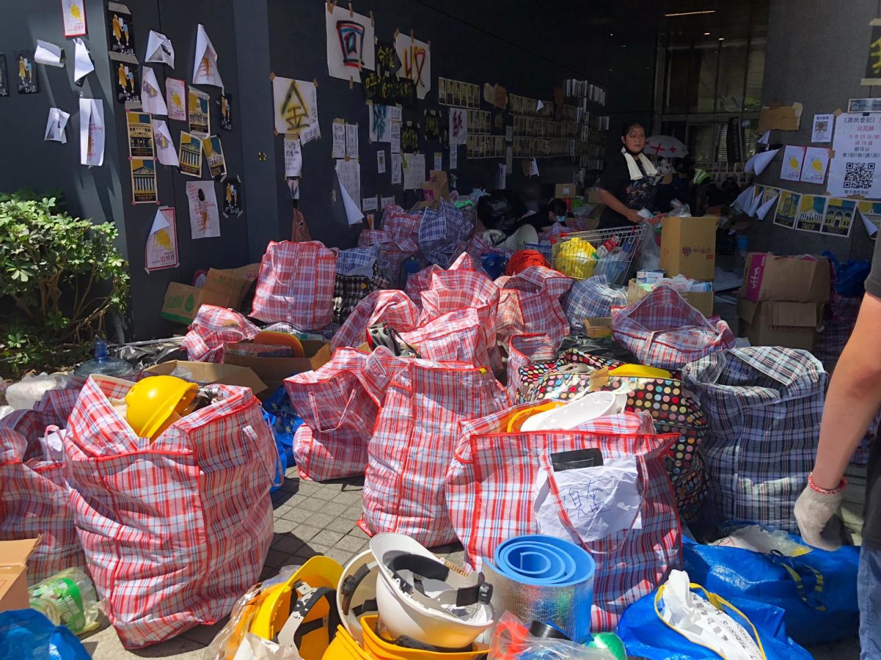 Protest supplies suggest a long day awaits.