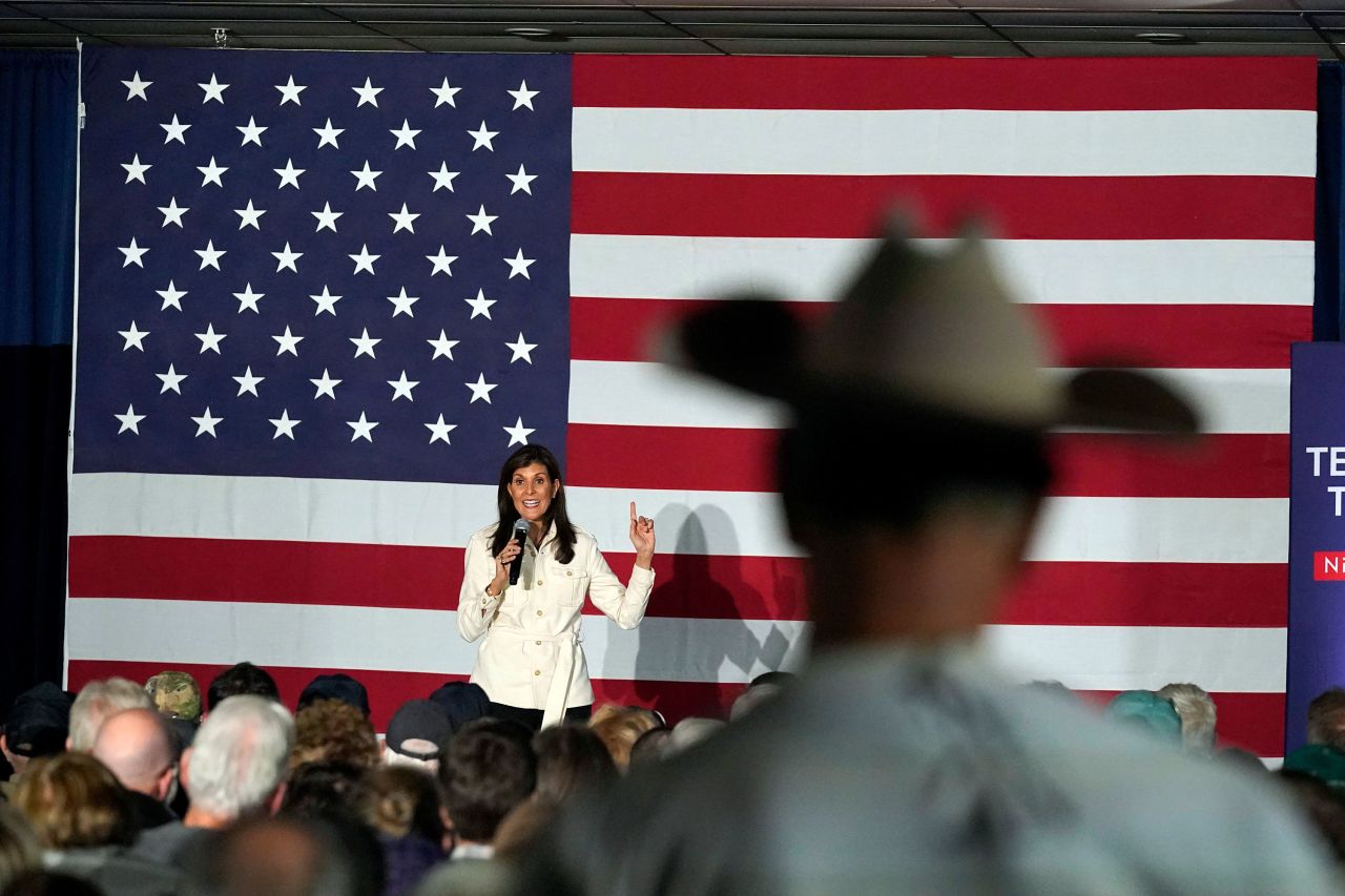 Nikki Haley speaks at a campaign rally in Rochester, New Hampshire, on Wednesday.