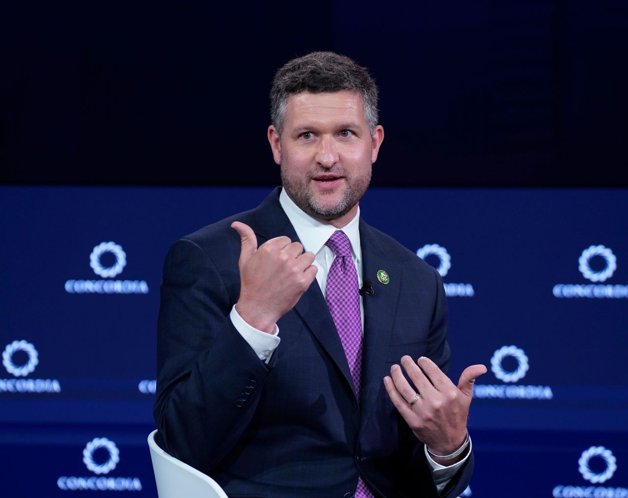 Rep. Pat Ryan speaks during the 2023 Concordia Annual Summit at Sheraton New York on September 18, 2023 in New York City.