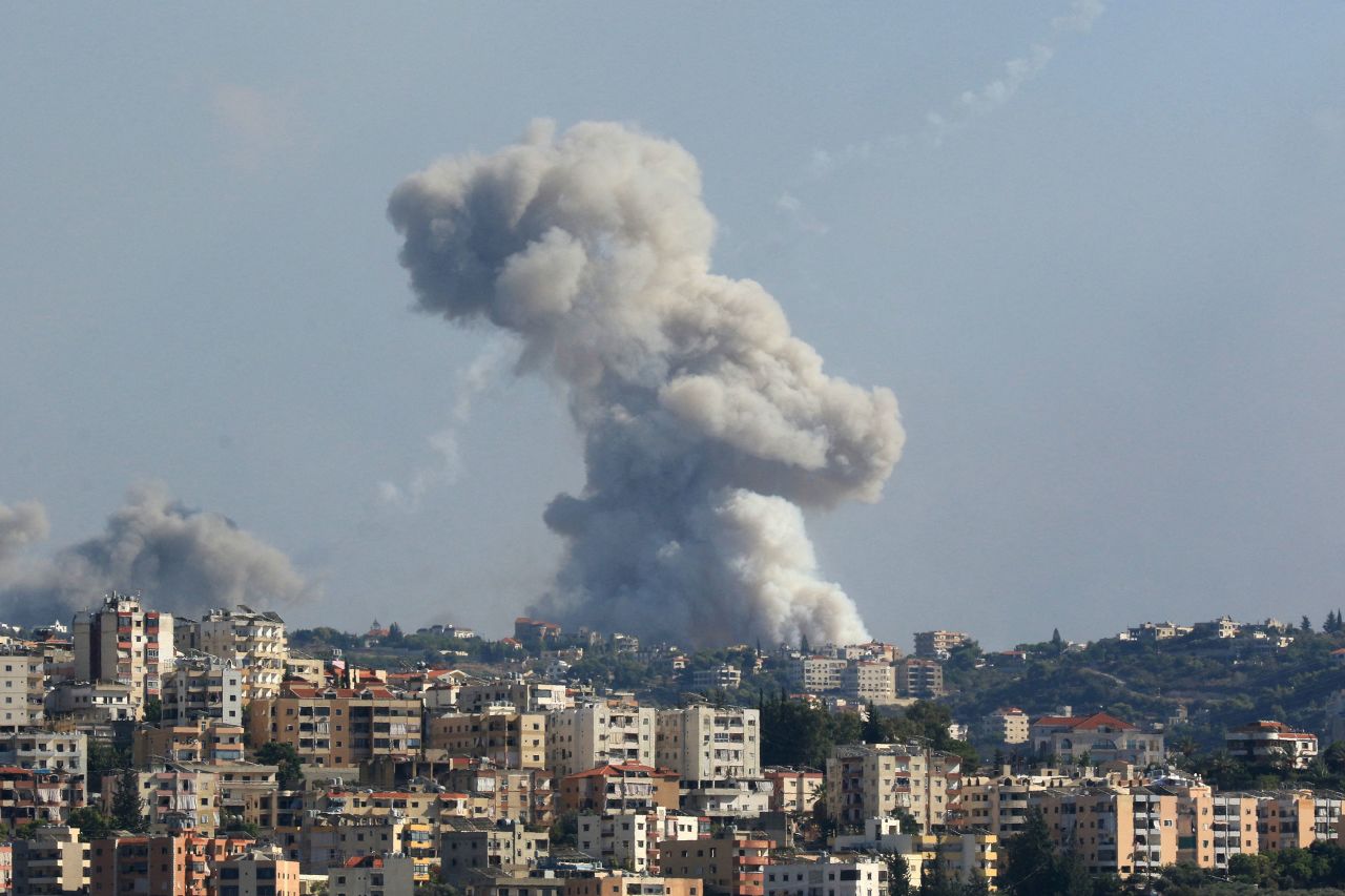 Smoke billows from a site targeted by Israeli shelling in Zaita, Lebanon, on Monday.